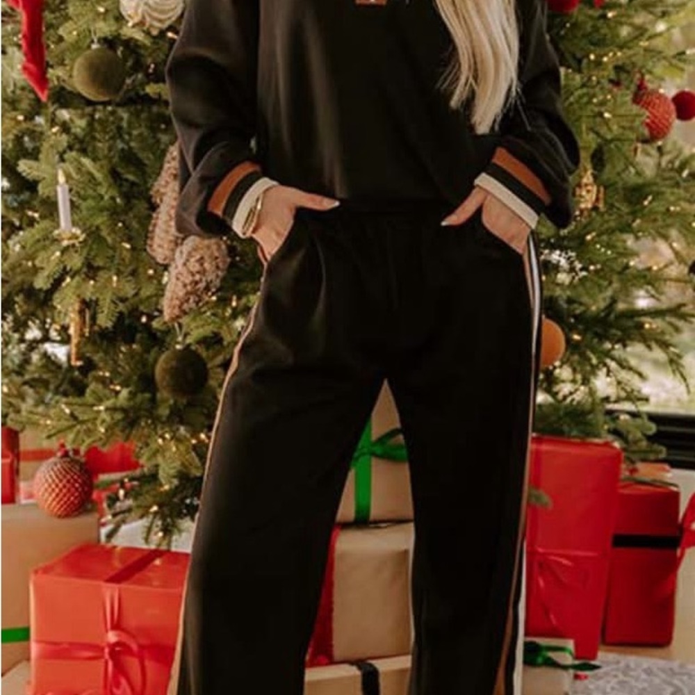 Elegant Black Women's Wide Leg Set